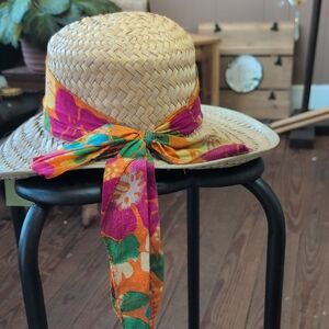 Kids Straw Hat with Colorful Ribbon